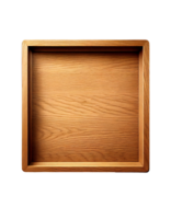 Square shaped wooden tray on transparent background, created with png