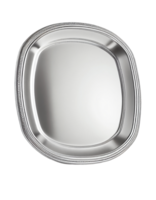 Empty silver tray on transparent background, created with png