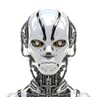 robot cabeza cyborg cara en transparente fondo, creado con generativo ai png