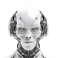 robô cabeça cyborg face em transparente fundo, criada com generativo ai png