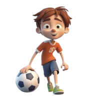 Cartoon style boy playing football isolated on transparent background,  created with generative AI png