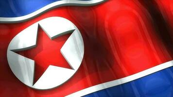 3d drapeau, Nord Corée, agitant, ondulation, Asie. video