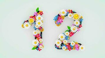 numérico dígito floral animación, 12 video