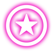 Neon star in a circle badge and in pink color png