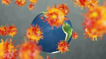 Erde umgeben mit Virus Zellen, Konzept Animation. video
