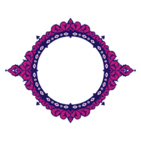 Floral pattern circle frame in traditional Persian tahzib style. png
