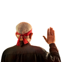 Man in black dress raised hand to salute holy shrine png