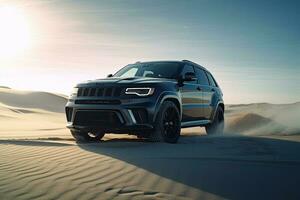 luxury car on sand dunes photo