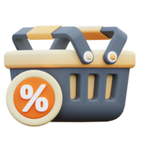 3d render of shopping basket icon png