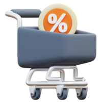 3d render of shopping cart trolley icon png