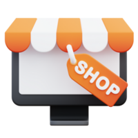 3d render of online shop icon png