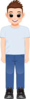 desenho animado personagem Garoto dentro branco camisa e azul jeans sorridente png