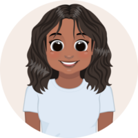 Smiling American African girl in white shirt png