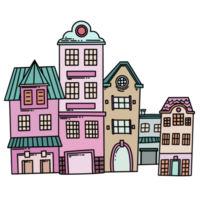 tecknad serie hus scandinavian färgad illustration
