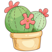 carino cartone animato giardinaggio cactus pianta in vaso disegno illustrazione png