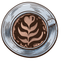 kop van koffie cappuccino inkt gekleurde cafe geïsoleerd PNG