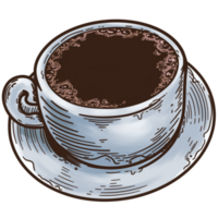 Cup of Coffee Ink Colored Cafe Isolated PNG