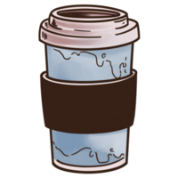 Cup of Coffee Illustration Ink Colored Isolated PNG
