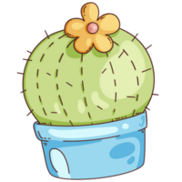 mignonne dessin animé jardinage cactus plante mis en pot dessin illustration png