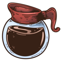 Glass Coffee Pitcher Dinner Isolated Colored Drawing PNG