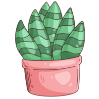 mignonne dessin animé jardinage cactus plante mis en pot dessin illustration png