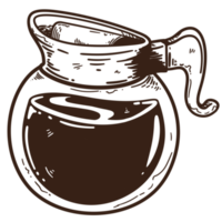 Glass Coffee Pitcher Dinner Isolated Ink Drawing PNG