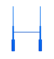 postes de rugby aislados con relleno azul poste de portería de fútbol americano ilustración 3d png
