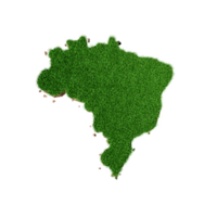 vue de dessus carte du brésil herbe et texture du sol illustration 3d png