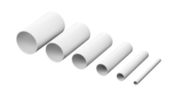 White PVC Pipe fittings joint, PVC Pipes Different size isolated 3d illustration png