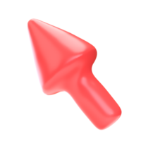 Red arrow pointing left and above. Realistic 3d design In plastic cartoon style. Icon isolated transparent png background