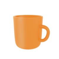 3d photo realistic orange cup icon mockup. Design Template for Mock Up. ceramic clean mug with a matte effect isolated transparent png background