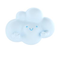 ligero azul 3d nube icono rostro. hacer suave redondo dibujos animados mullido nube icono forma ilustración aislado transparente png antecedentes