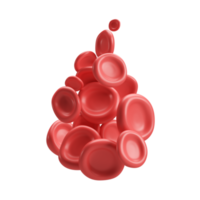 3d stromen rood bloed cellen ijzer bloedplaatjes in het formulier van druppel. realistisch erytrocyt medisch analyse illustratie geïsoleerd transparant PNG achtergrond