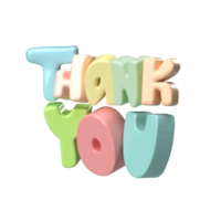 Thank you multicolor lettering 3d text icon hand drawn, thanksgiving day Cute Illustration isolated transparent png background