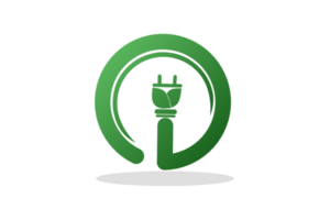 Green eco power plug design with Green earth, PNG illustration