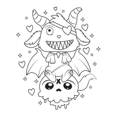 Creepy Kawaii Coloring Pages Vector Art, Icons, and Graphics for Free