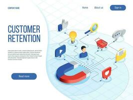 Customer retention. Business marketing, branding attract customers and enhances buyer loyalty. Attractive brand vector concept