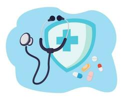 stethoscope and shield logo healthcare vector