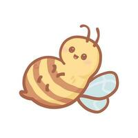 Kawaii bee with funny face in pastel colors and cartoon style. Vector Illustration isolated on white background