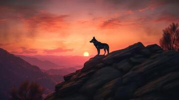 Dog in sunset photo