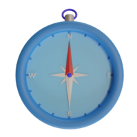 blauw kompas richtingen concept voor reizen en zomervakantie. 3D render png