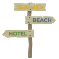 summer vacation hotel or beach directions, 3D rendering png