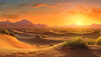 puesta de sol en el Desierto ai generativo foto