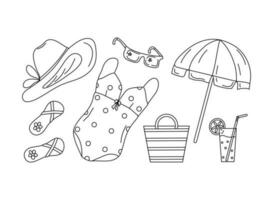 Summer beach set icons . vector
