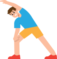 man stretching övning tecknad serie stil illustration. png