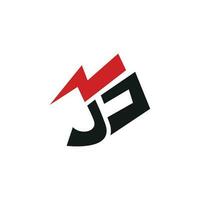 Letter JS and Lightning Simple Vector Logo