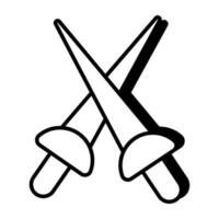 Battle tool concept icon, vector design of crossswords