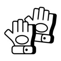 un mano cubierta icono, lineal diseño de guantes vector