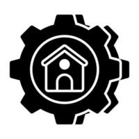 Conceptual solid design icon of home setting vector