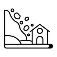 A linear design icon of landslide vector